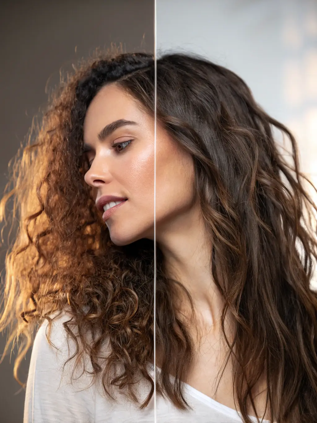 A split image showing 'before' and 'after' results of a client who underwent a non-surgical hair replacement at The Collective Salon, highlighting the transformation.